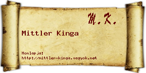 Mittler Kinga névjegykártya